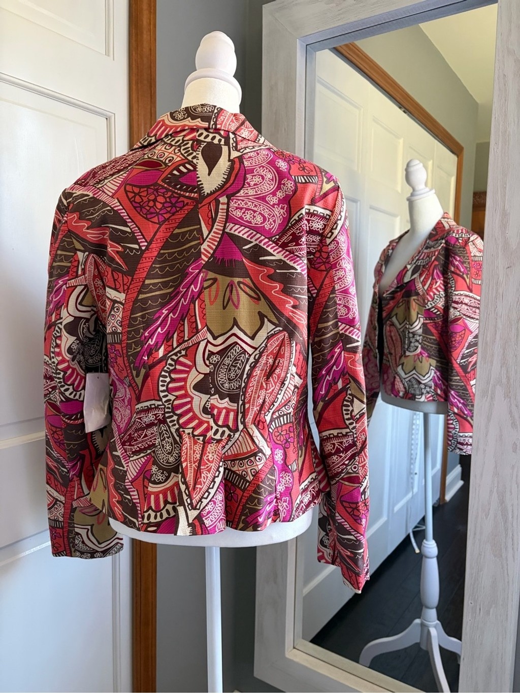 NWT Worthington Work to Weekend Vintage Sz 6 Sunburst Abstract Blazer Cotton Y2K