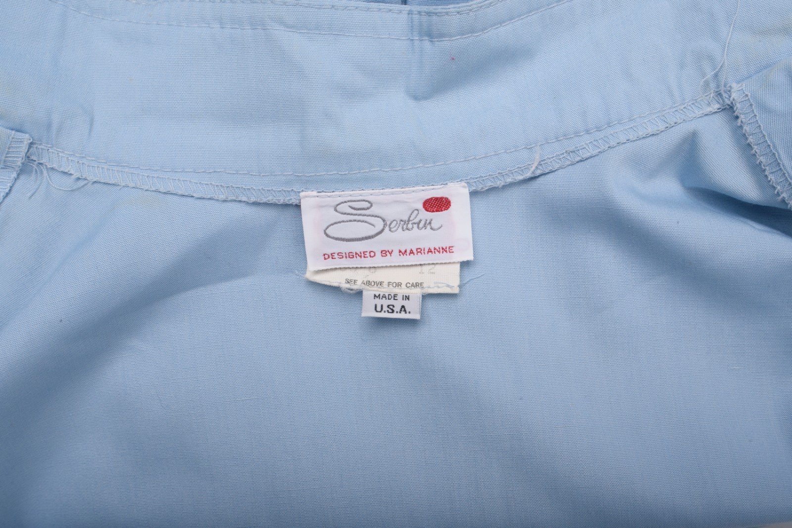 Vintage Serbin of Florida Womans Shirt Dress Size 12 Blue Tie Belt Neru Collar