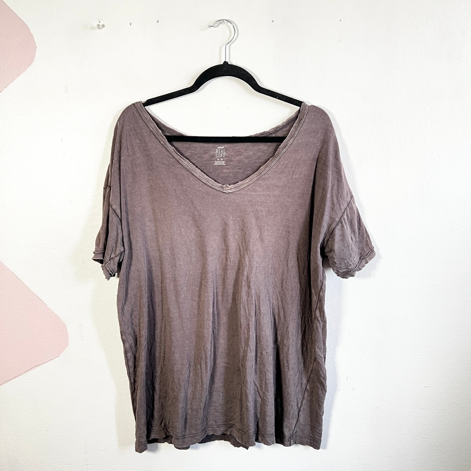 Aerie Oversized Distressed T Shirt Sz Medium Grunge Boho Gray
