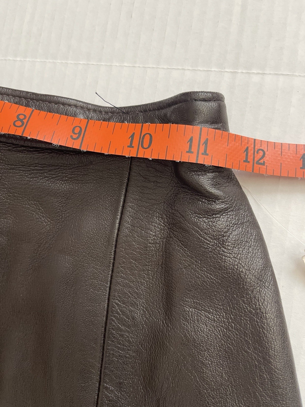 Vintage Genuine Leather Skirt NWT Deep Brown Scalloped Hem XXS 23” Waist