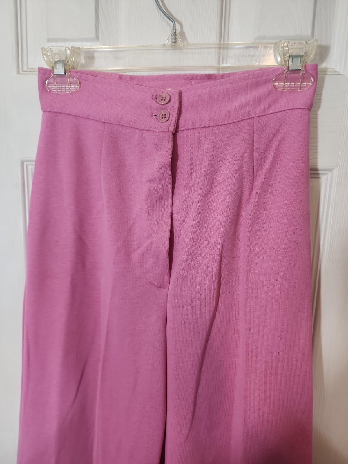 Vintage 70s Bobbie Brooks Groovy Pink Bell Bottoms Union Made Sz 7 Womens 24×31