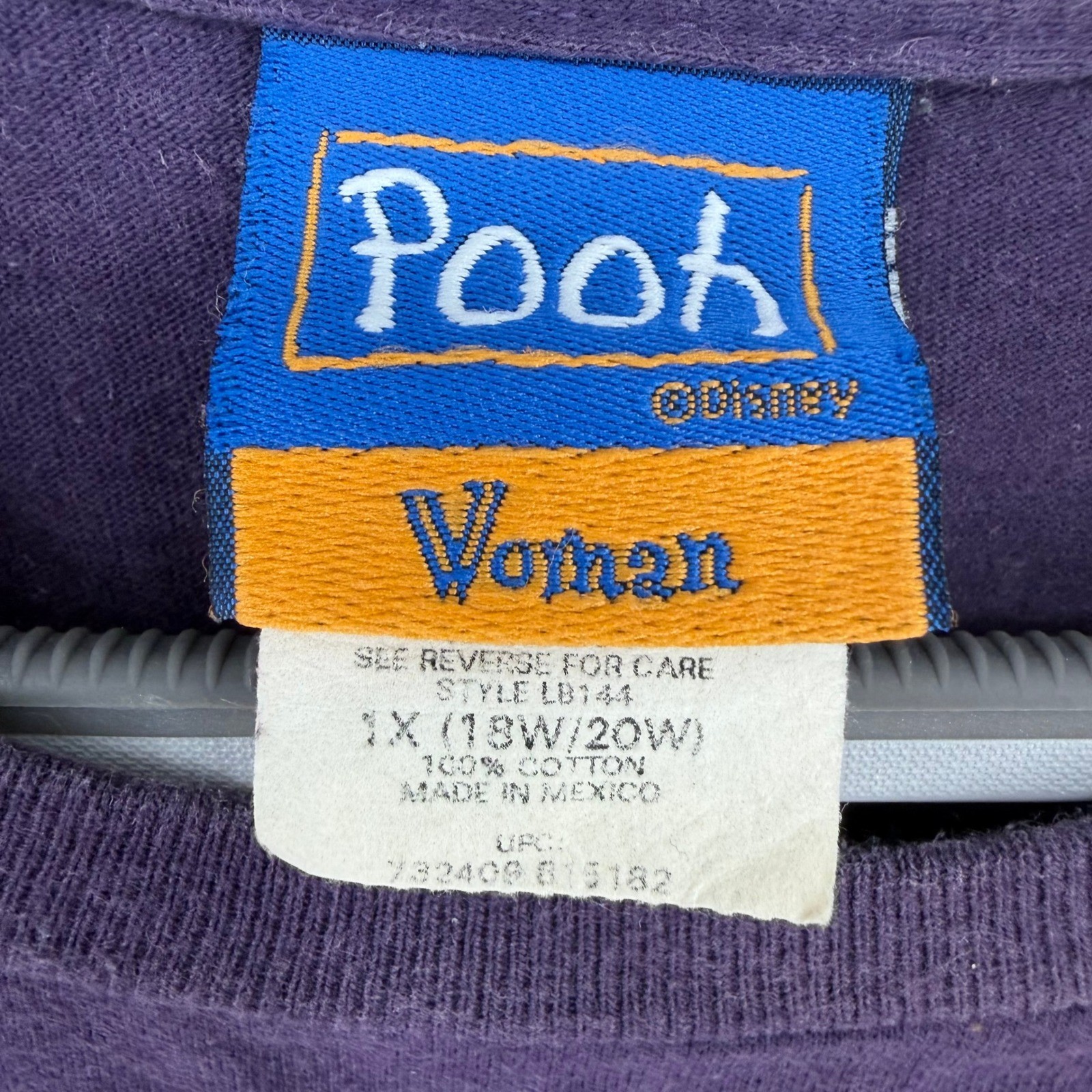 Disney Pooh T-Shirt Women 1X Purple Eeyore Tigger Paisley Vintage 90s Kidcore