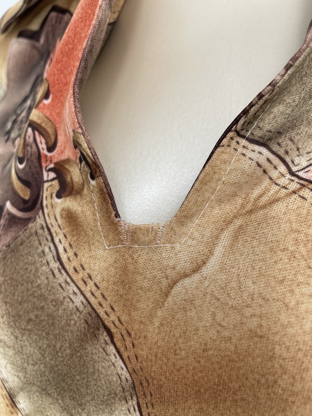 Vintage 1970s Whipstitch Leather Patchwork Feather Print Hippie Blouse Top Shirt