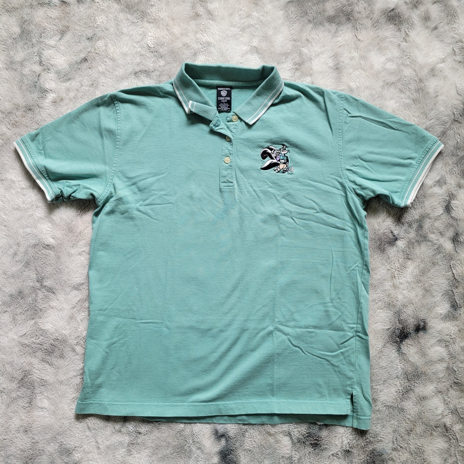 Vintage 90s/2000s Warner Bros. Studio Store L Pepe Le Pew Embroidered Polo Shirt