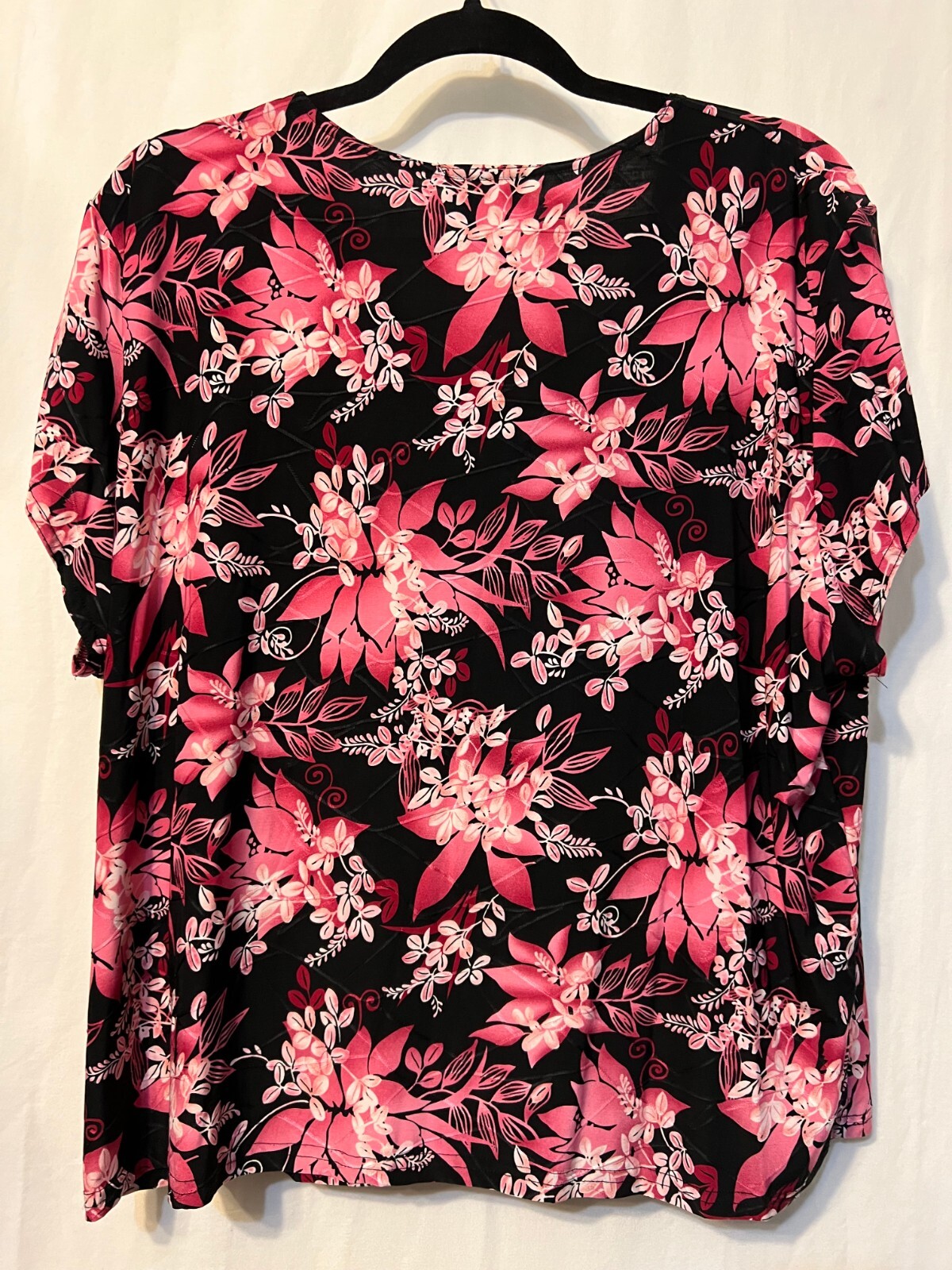Vintage Woman’s Claudia Richard Stretch Top Floral Print 3X 47″+ Bust No.745
