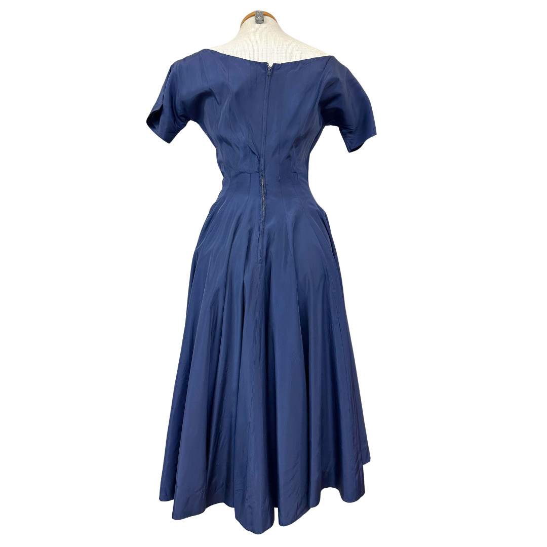 Vintage 1950s Anne Fogarty Navy Blue Fit n Flare Dress