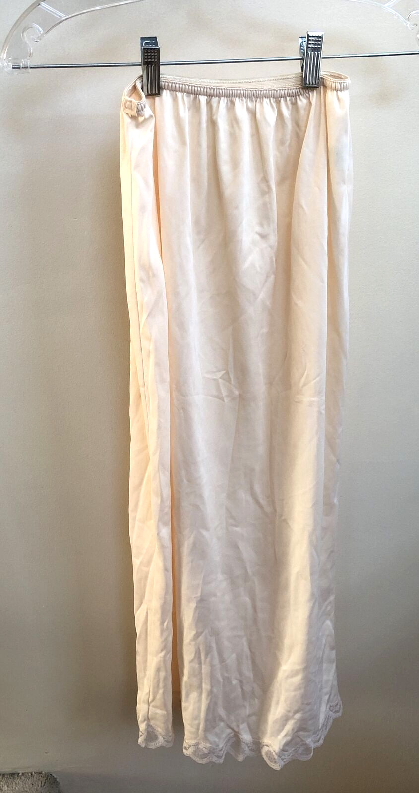 Half Slip Nylon Lace Tricot Long Medium 6 Vintage Cream Side Slit Greenco Maid