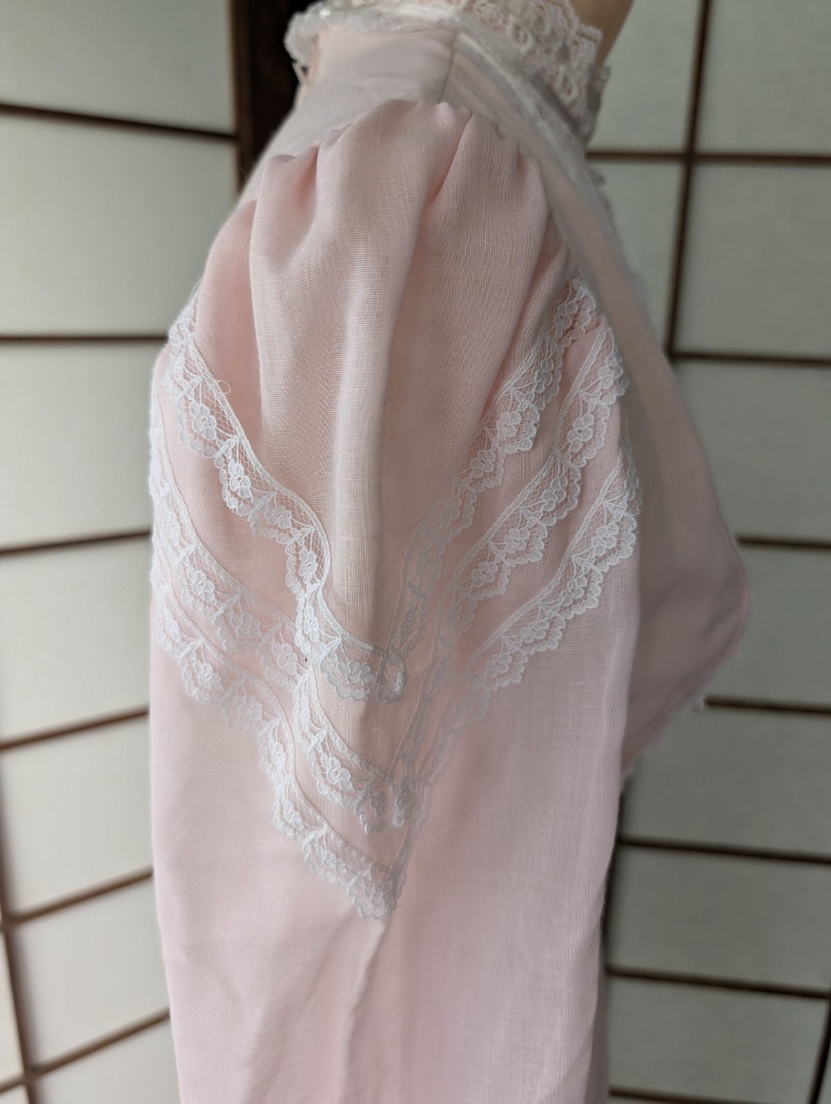 Gunne Sax by Jessica 1970s Maxi Dress Wedding Prairie Blush Pink RARE XS