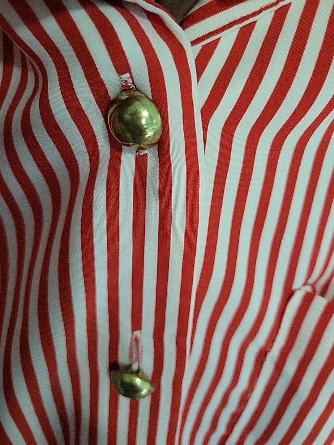 Vintage Women’s Blouse Top SIZE 8 red & White Stripe SK & CO Polyester Fabric