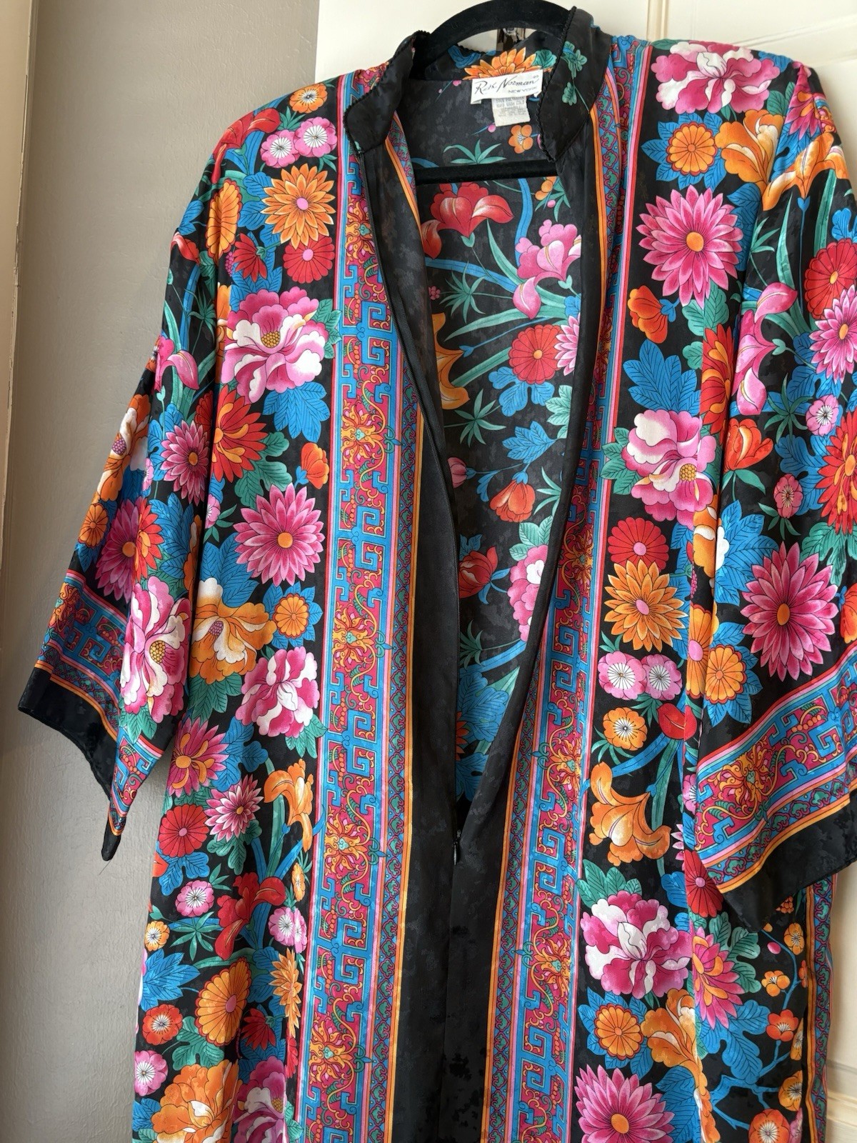 Vintage Ruth Norman New York Zipper Up In Front Kaftan Dress Robe Kimono Sz M
