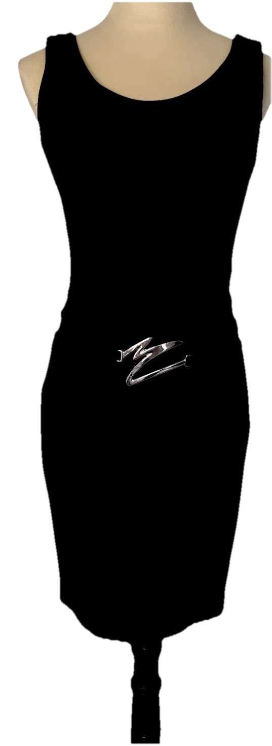 Vintage 1990’s Black Chic Sophisticated Dress Faux Belt Silver – Sz. 6