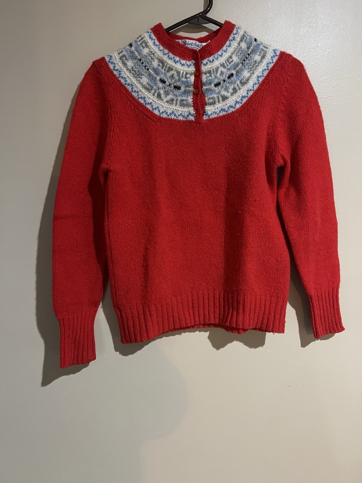 VTG Vintage 80s Robert Scott Ltd Women’s Red Knitted Wool Sweater Size 36 Small
