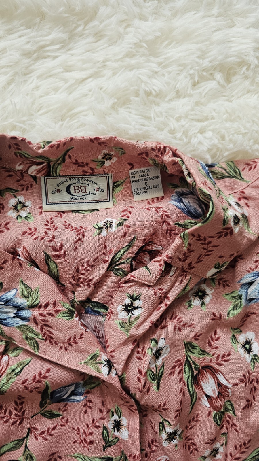 Vintage 90s Pink Floral Button Down Blouse By Bugle Boy Womens Size Small