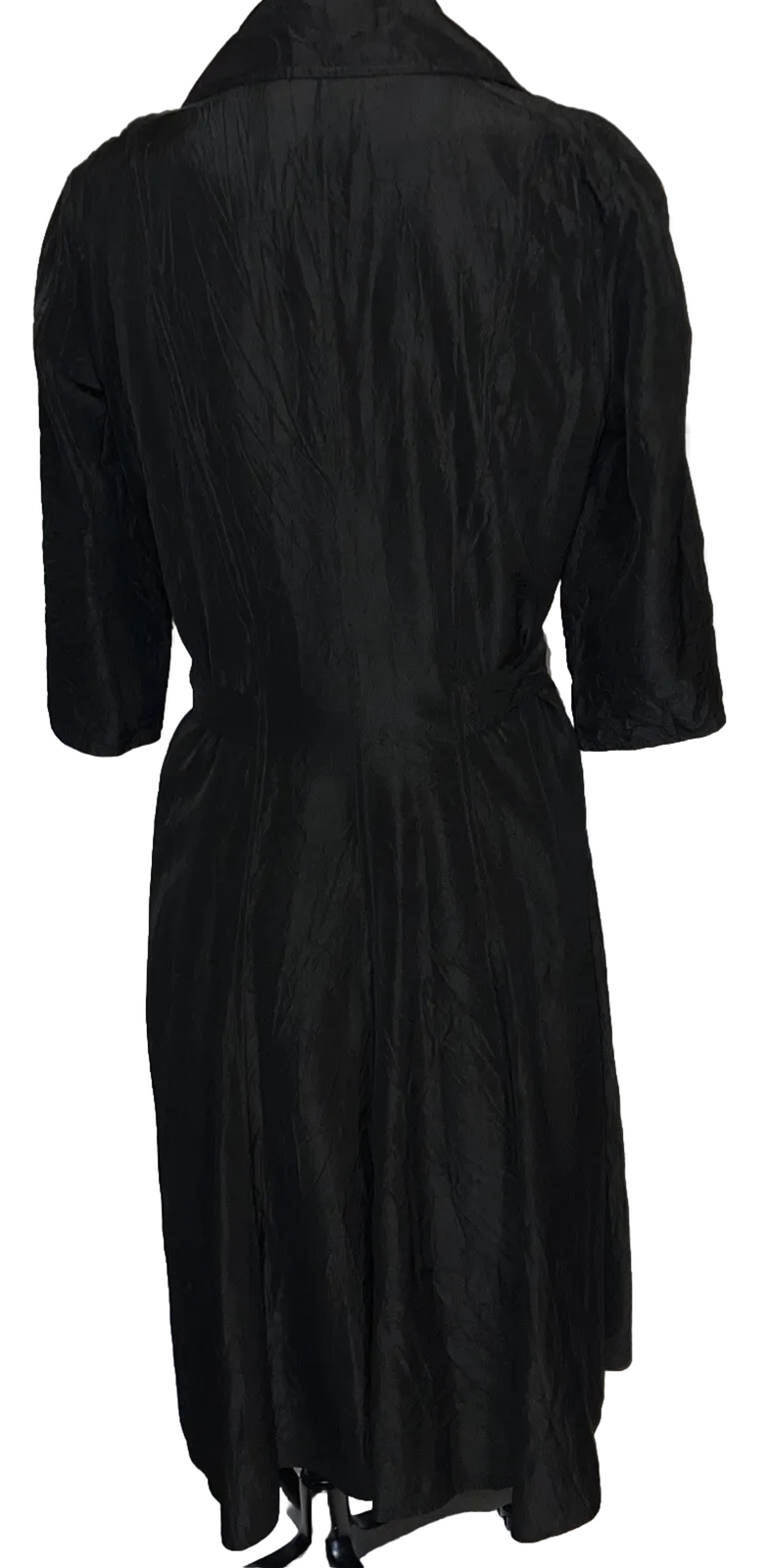 Donna Karan Size 6 vintage acetate tie waist black shirt wrap dress 90’s