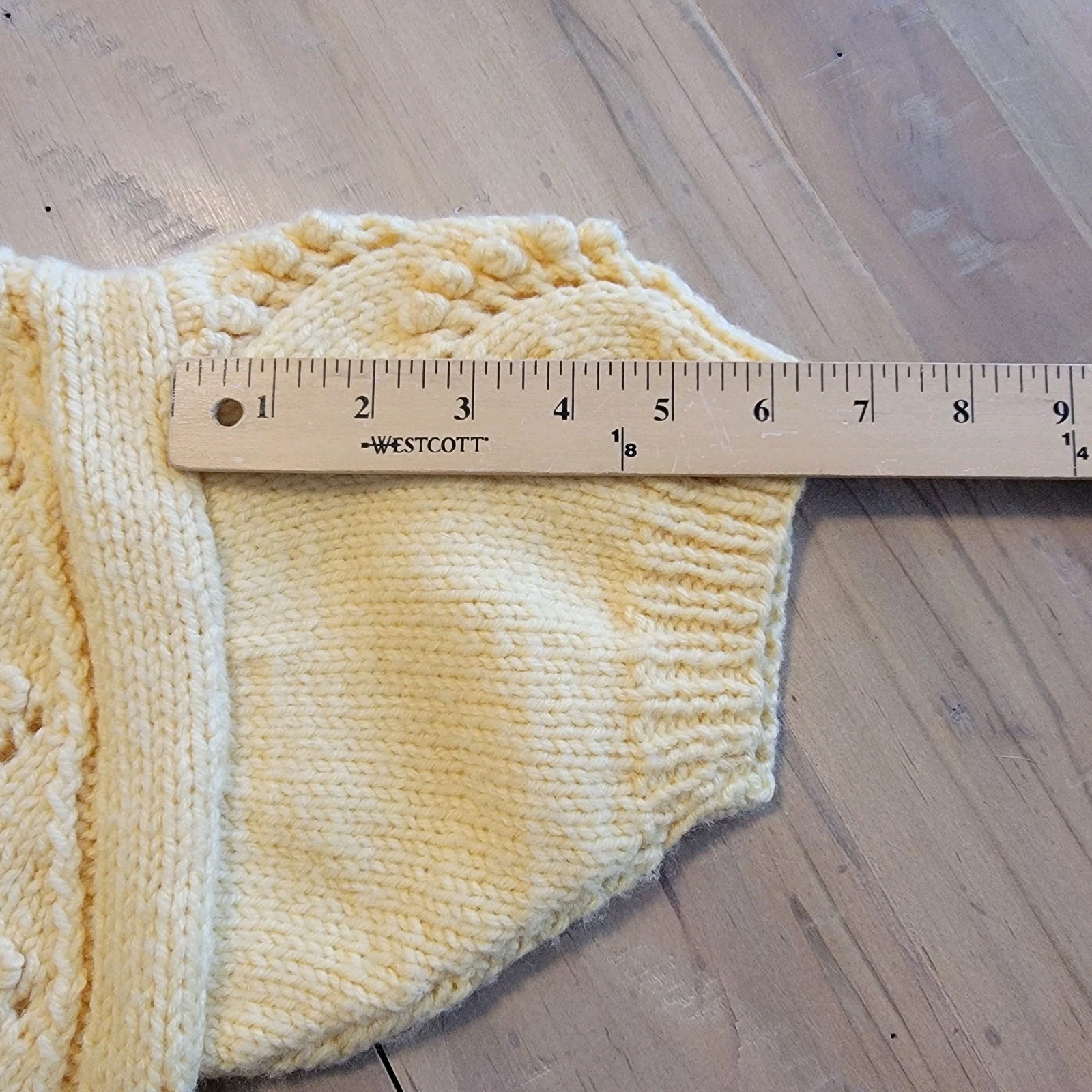 Vintage Hand Knit Wool Cardigan Sweater Cable Knit Beautiful Buttons Sz M / L