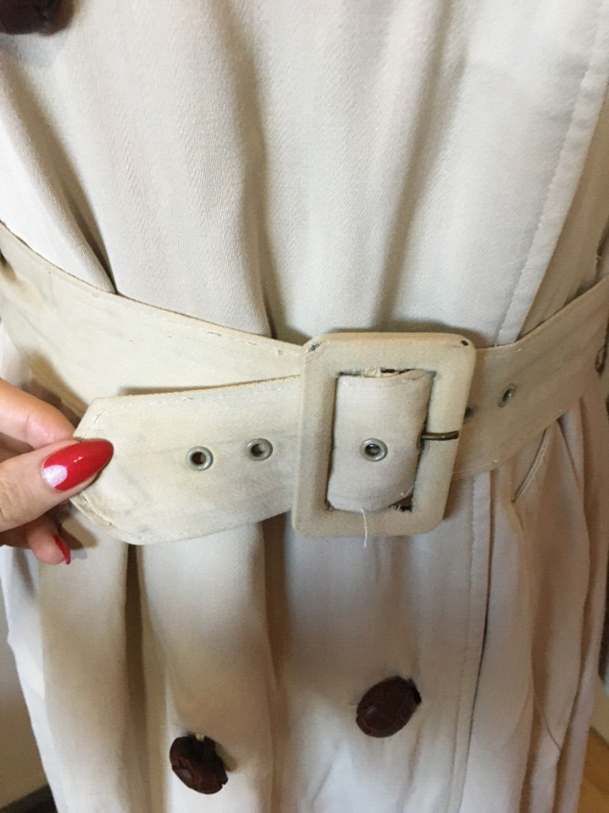 Vintage 1940s Casablanca Debutogs Trench Coat Beige Film Noir Old Hollywood Glam