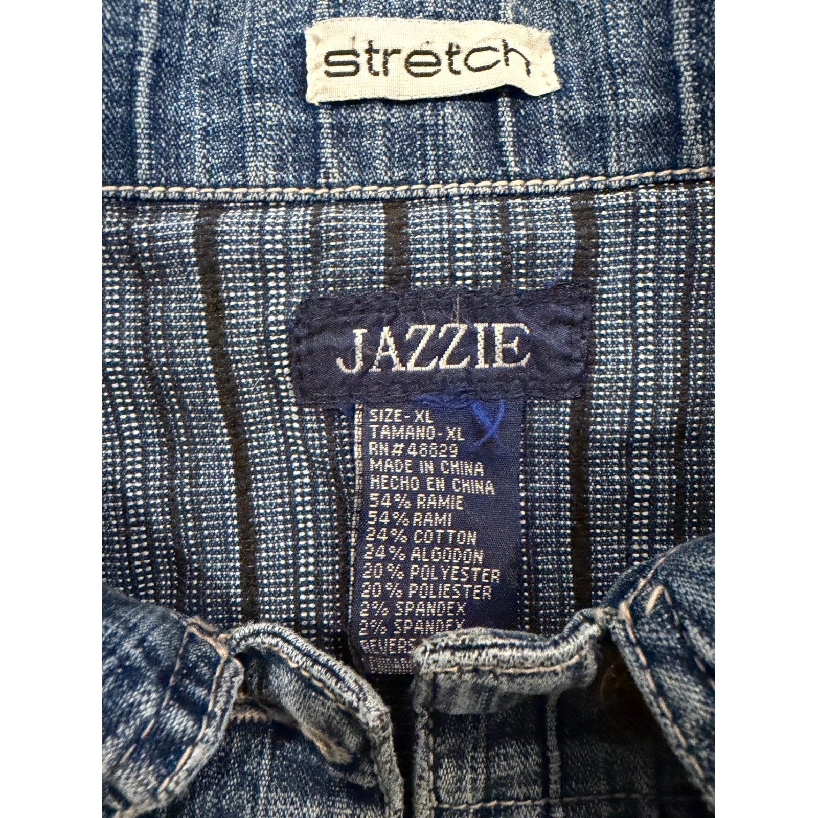 Jazzie Y2K Denim Crop Jacket Button Front XL Womens Blue Long Sleeve 00s