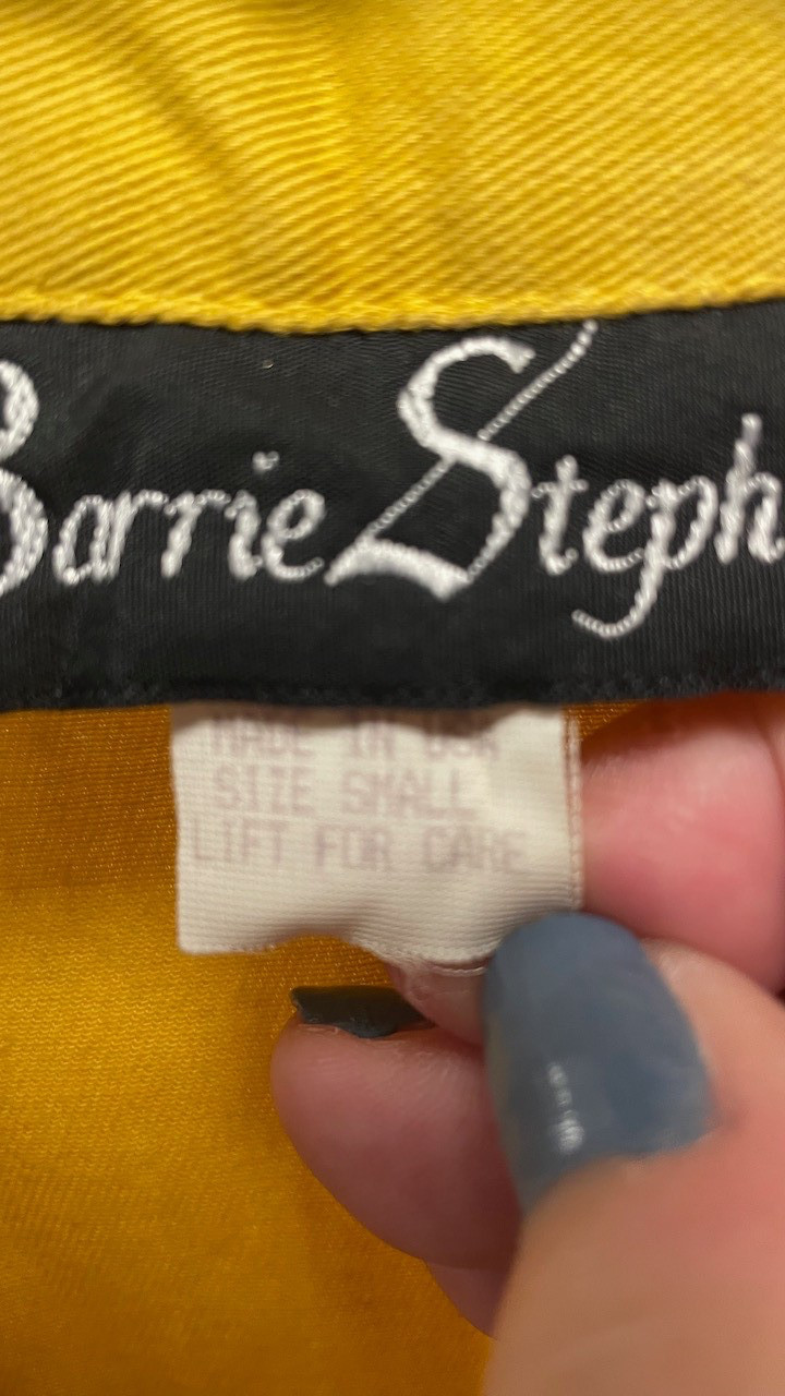 Vintage 1980s BARRIE STEPHENS 2 PIECE Yellow Blazer and Long Shorts Set Rare USA