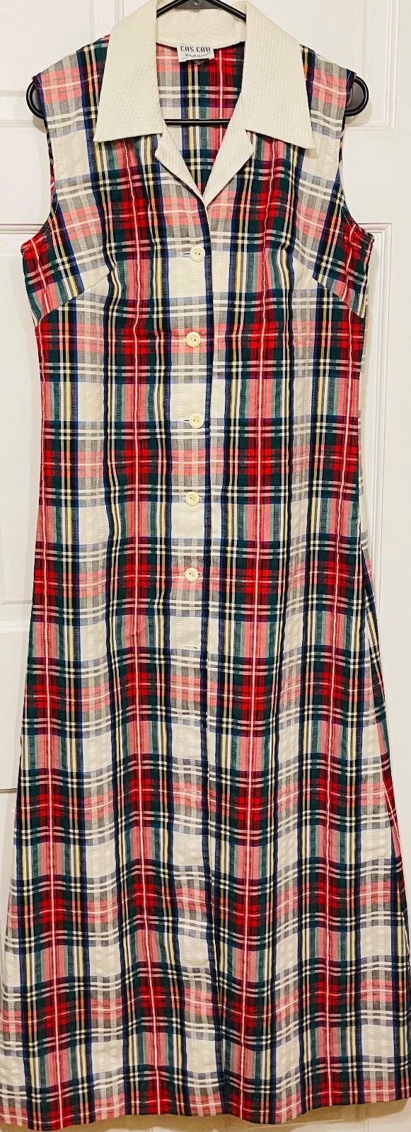 VTG Antique CosCob Plaid Maxi Dress