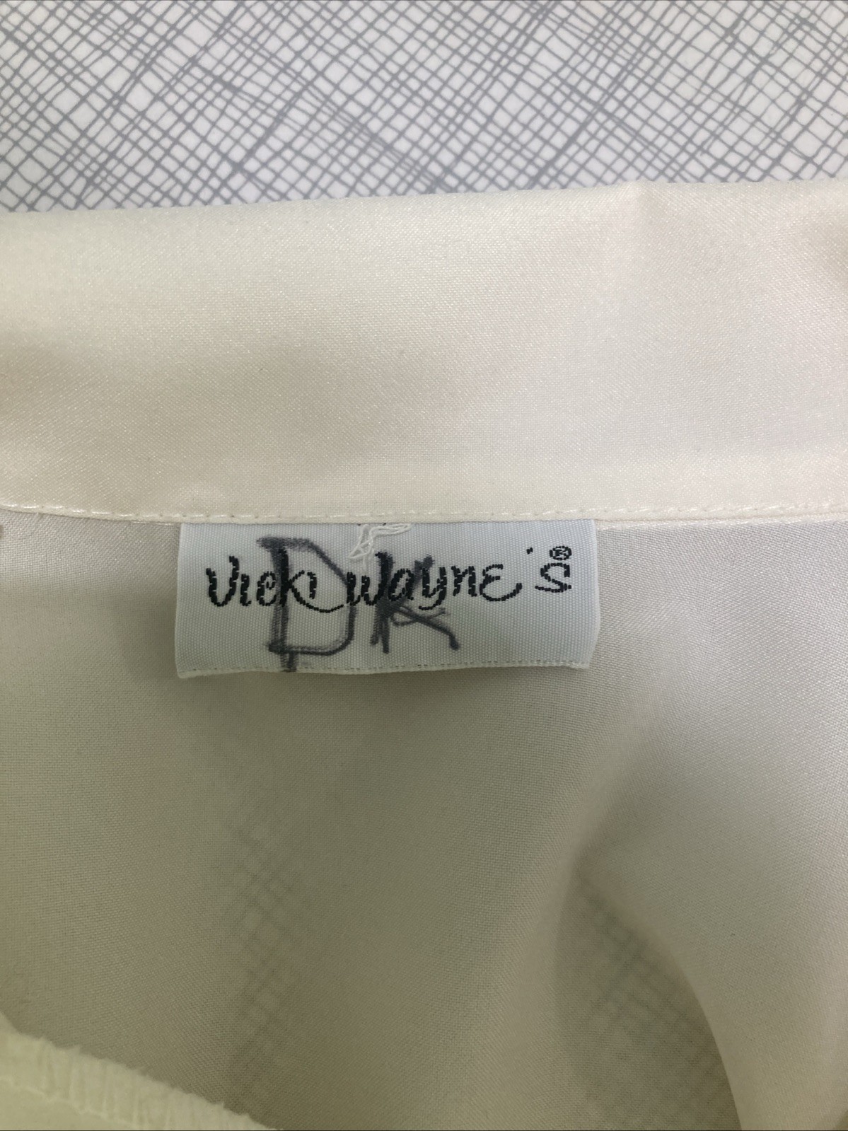 VTG 80s Vicki Wayne Off White Sheer Secretary Blouse Shirt Buttons Medium FLAW