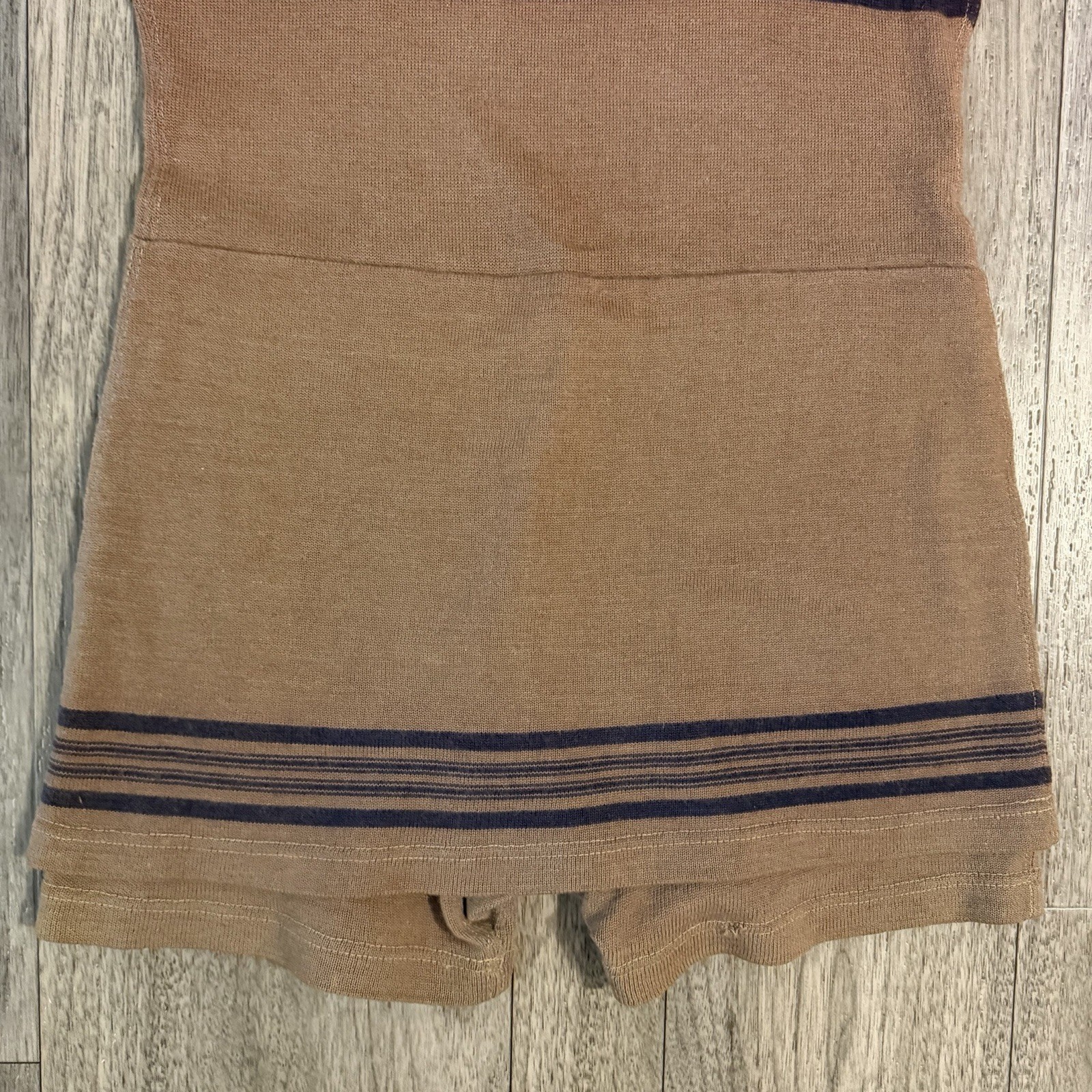 Vintage 1920s Bentzknit Wool Swimsuit Antique Bathing Suit Womens Brown Striped