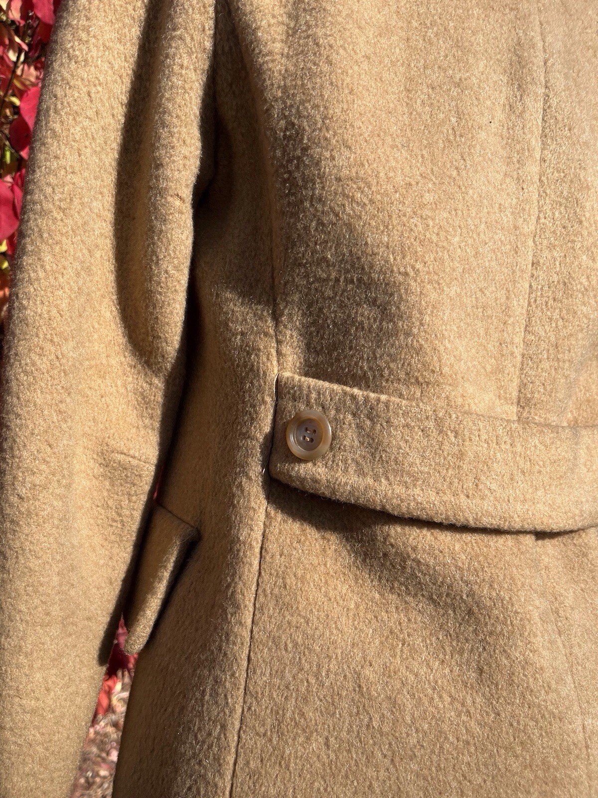 Vintage 1950s 1960s Brown Button Down Wool Peacoat Womens S/M Double Breasted