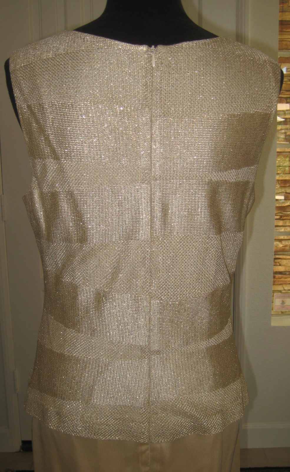 Vintage Michaelangelo gold thread metallic 2 pc cardigan sleeveless long gown 12