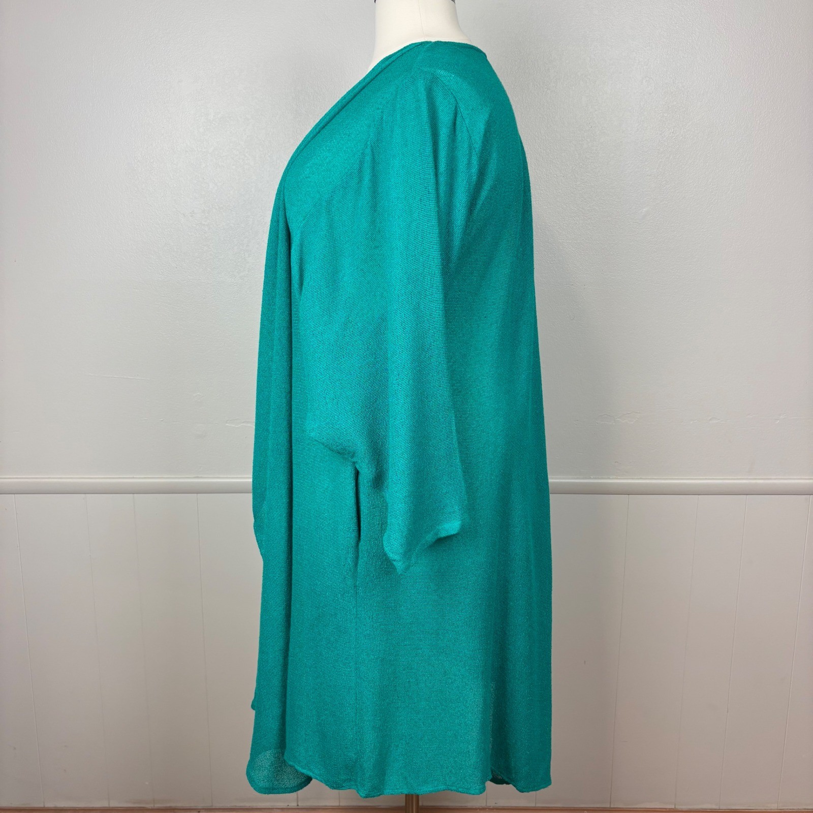 Spencer Alexis Vintage Kimono Inspired Topper Duster Teal Size 16 Dramatic 80s