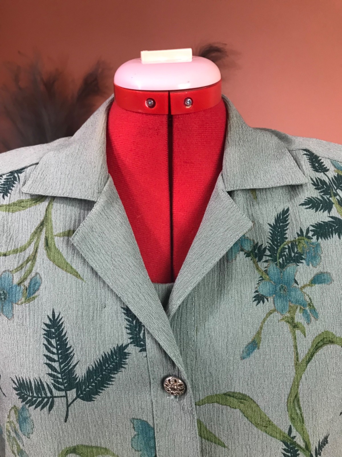 miss dorby green dress floral vest sz 12 cottagecore vntg 90’s homestead