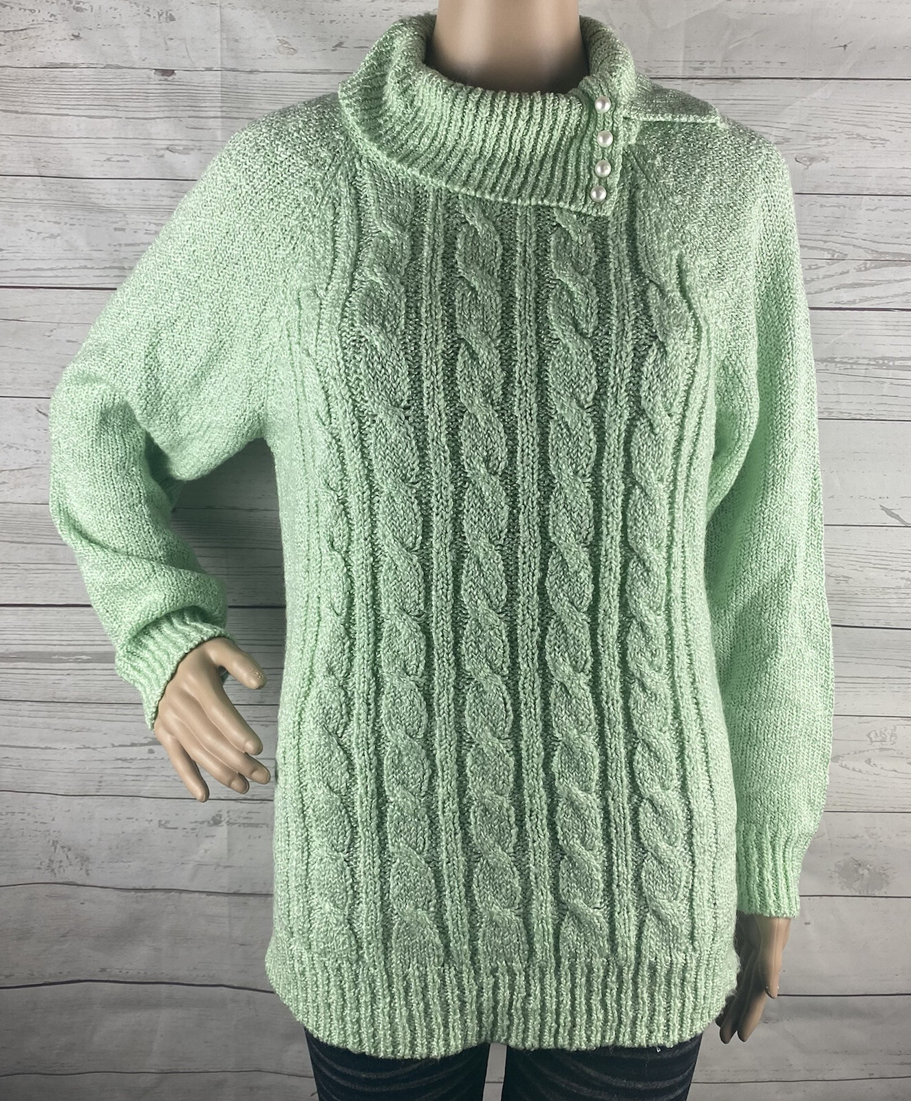 Vintage Hasting Smith Sweater Medium Soft Girl Aesthetic Mint Green Cable Knit
