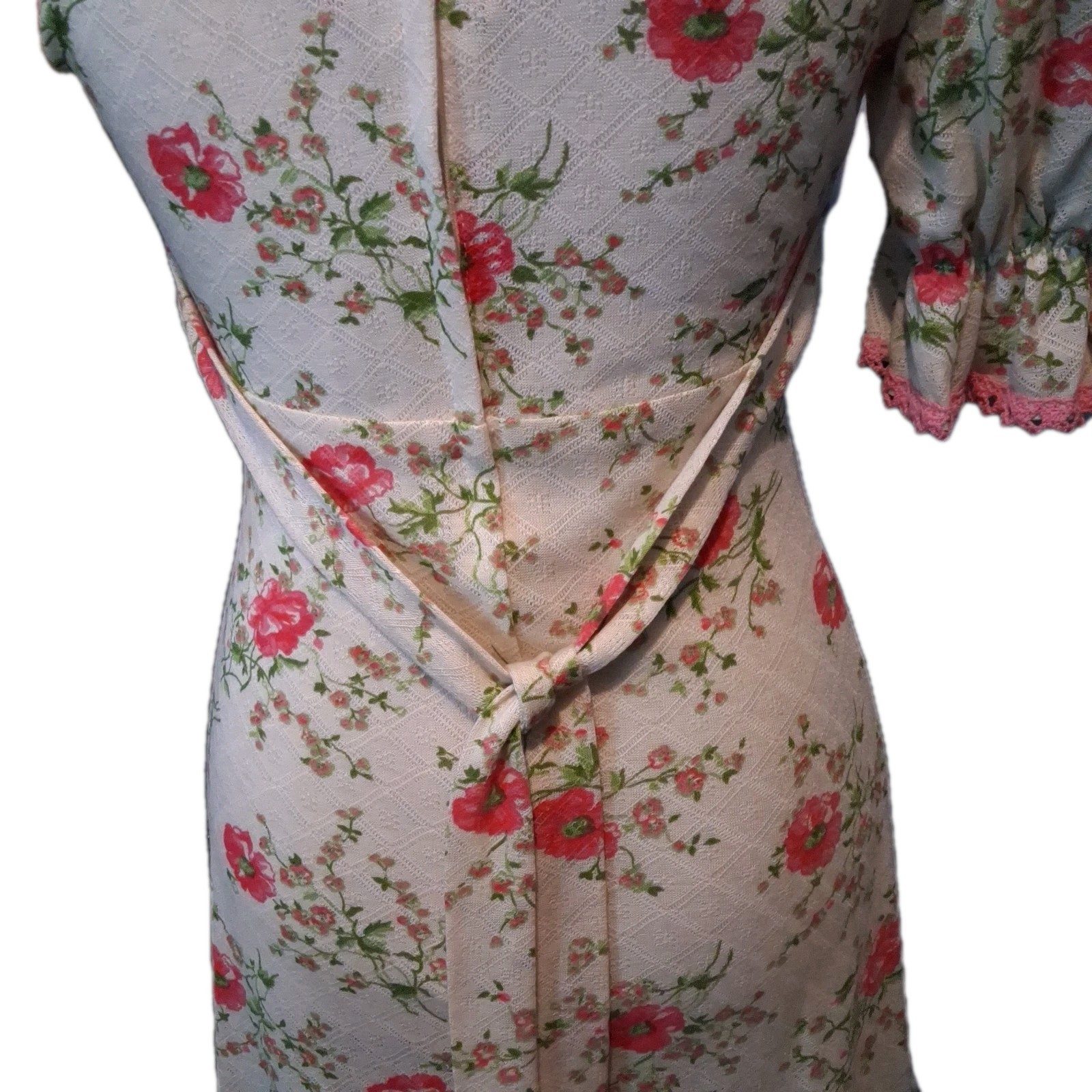 Vintage Maxi Dress Sweetheart Neckline Empire Waist Ditsy Floral Early 70s Sz 7