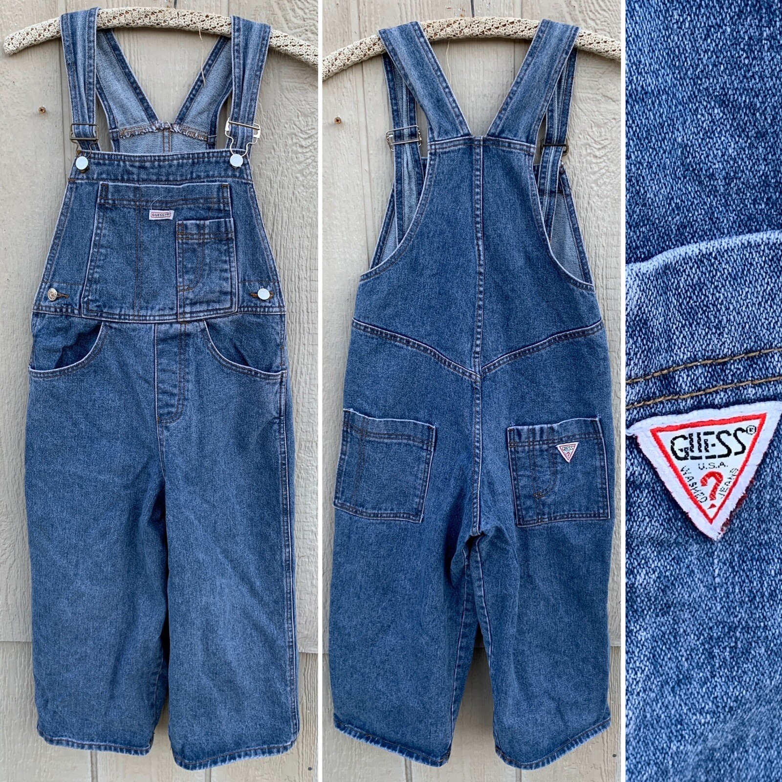 Vintage Guess Jeans Overalls Mid Calf Or Pedal Pusher 80s 90s Size 7