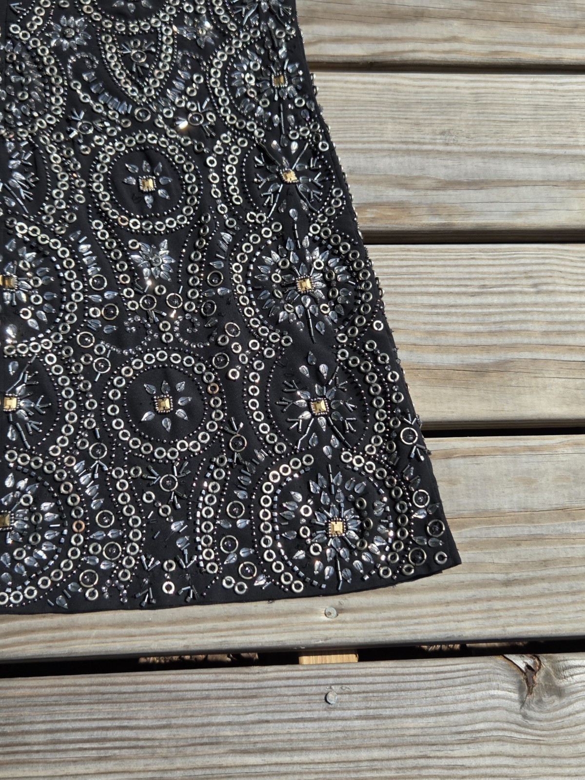🍾Vintage Heavily Beaded Black Evening Dress Rhinestone Sequin Party Cocktail🍾