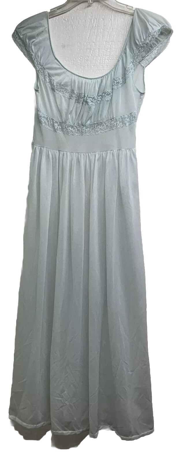 Carters Du Pon Nylon Vintage Pastel Blue Sz 9 Bust 33 Junior Girl Nightgown PO