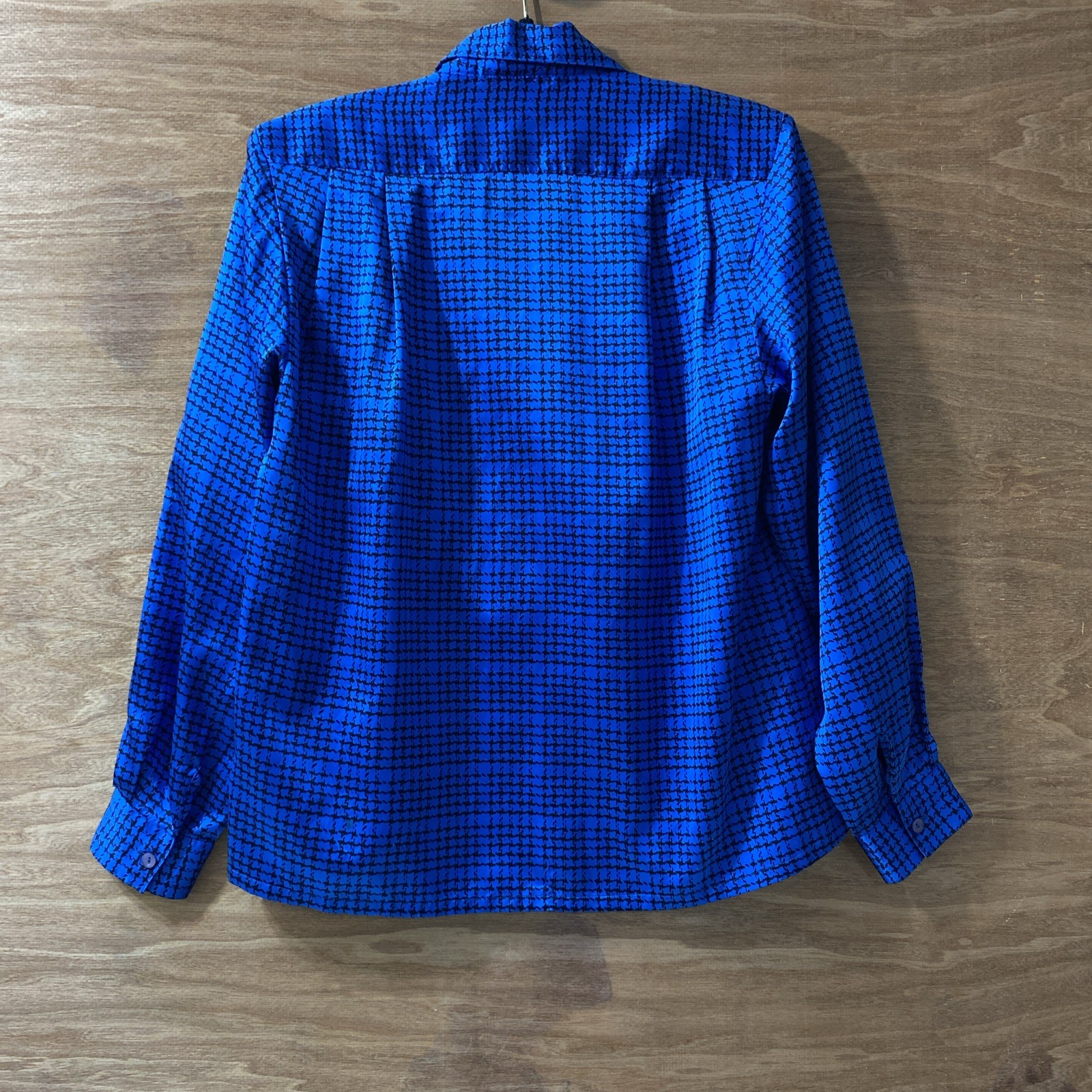 Vtg 90’s Oscar De La Renta Collectibles Collection Black & Blue Blouse Sz 10