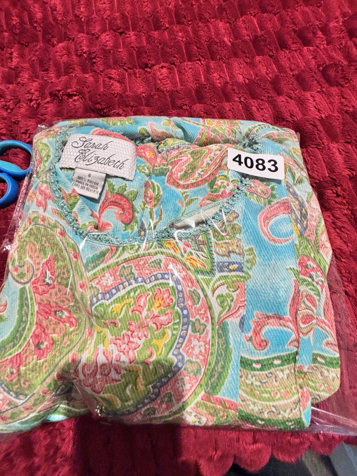 Sarah Elizabeth Vintage Cottagecore Prairie Maxi Dress Sz 6 Blue Pink Paisley