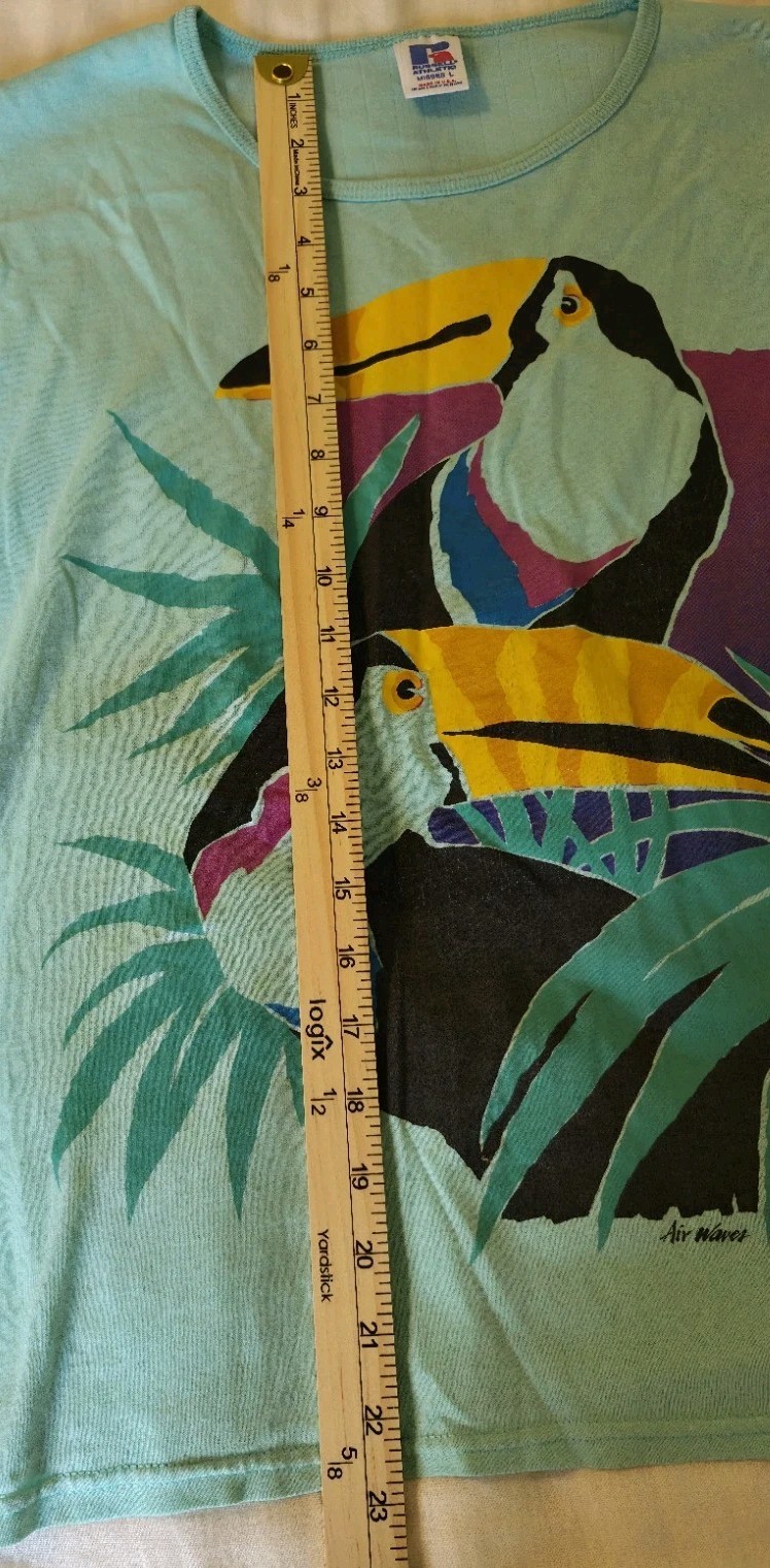 Vtg 1985 Russell Athletic Tropical Toucan T Shirt Womens Size L Single Stitch