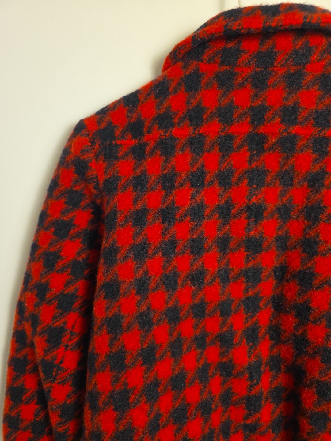 Vintage Pendleton Houndstooth Coat 1950s Button Up Black & Red Women’s Petite