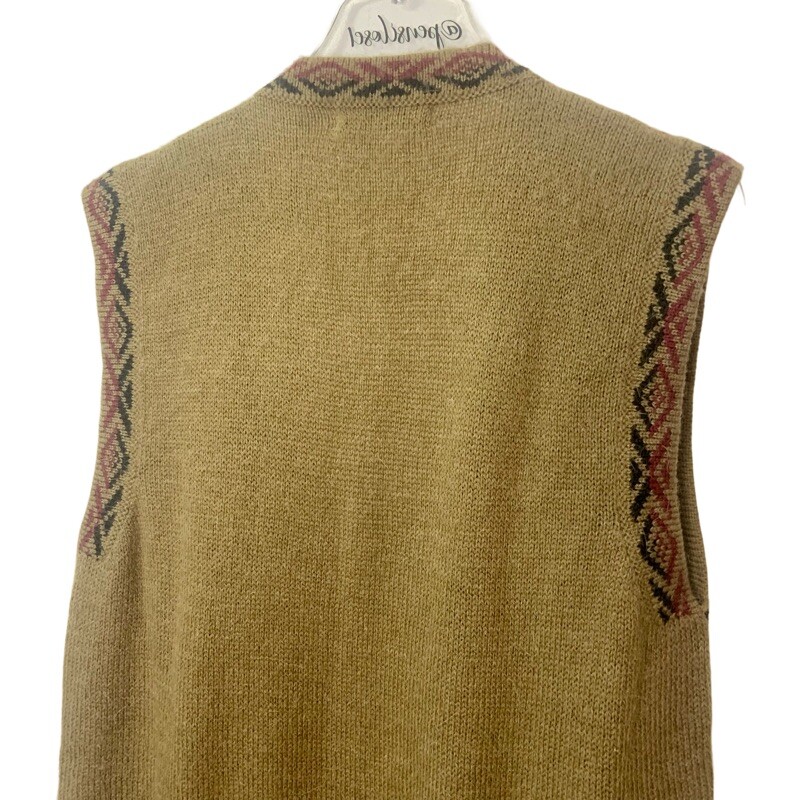 Vintage Alpaca Esmeralda Aztec Mixed Pattern Open Front Alpaca Wool Sweater Vest