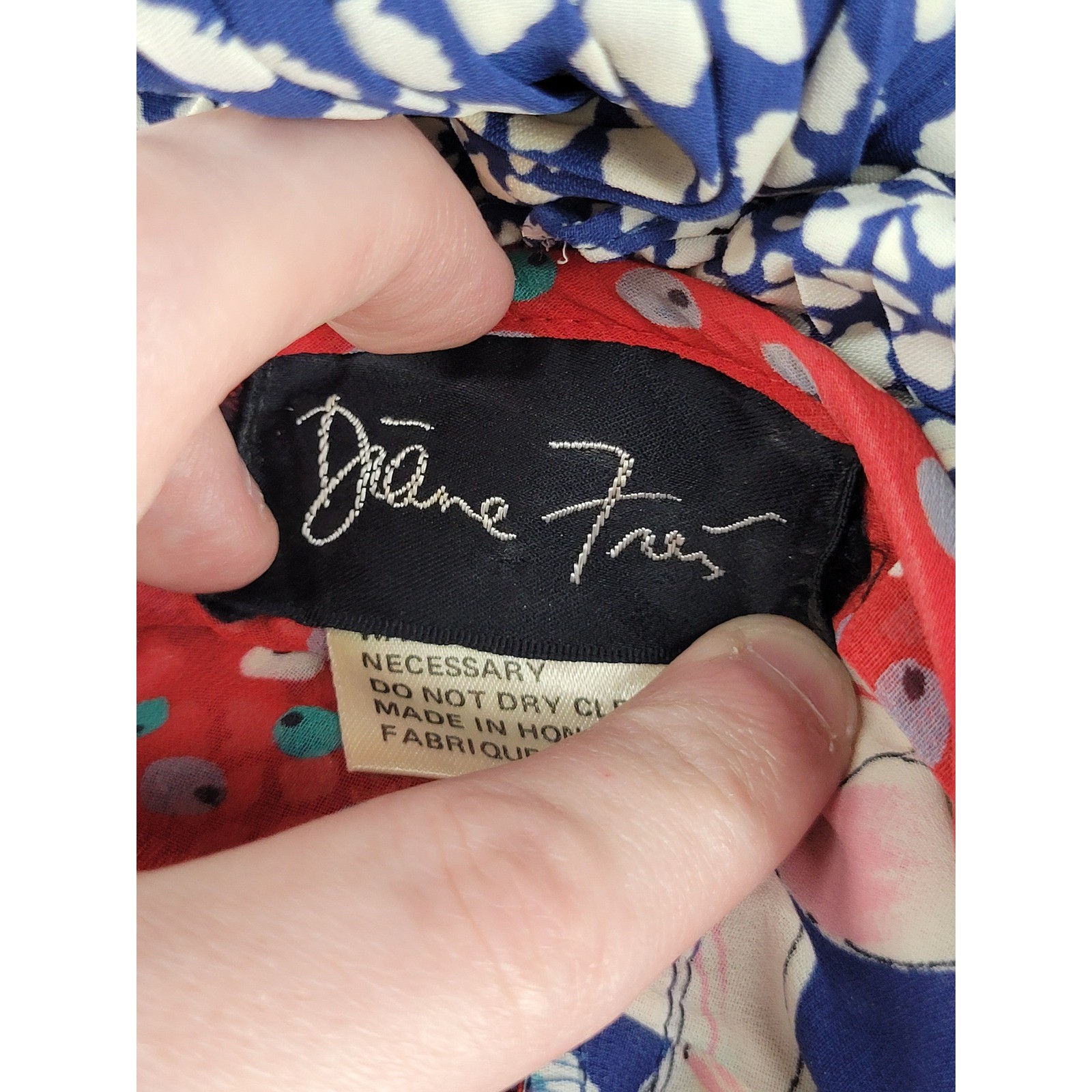 Diane Freis Vintage 80s Mixed Floral Georgette Boho Maxi Dress Blue Red Smocked
