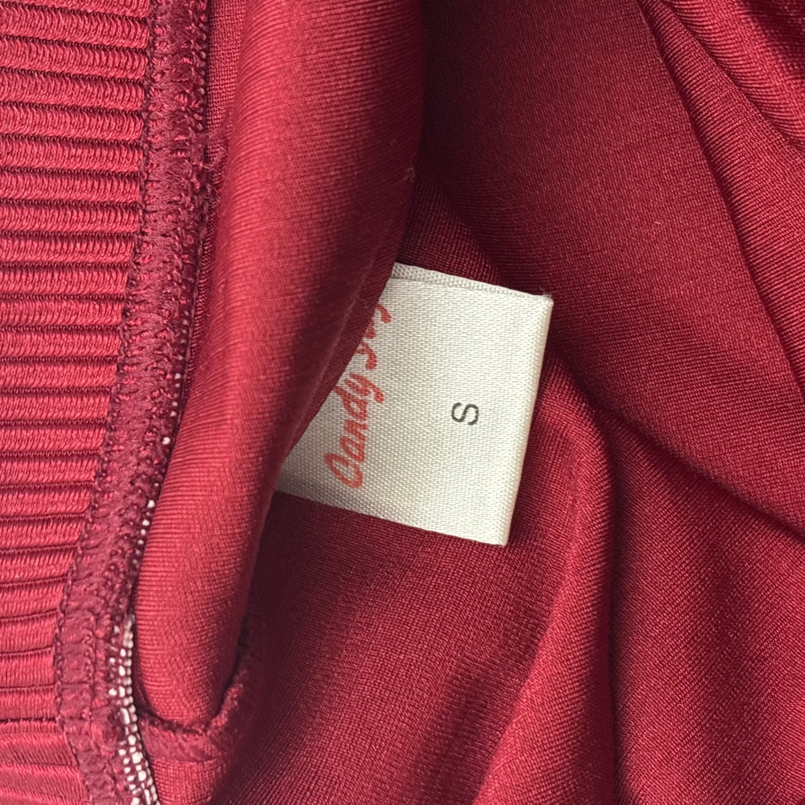 Candy Jay Burgundy Ribbed Leggings 80s-90s / Glossy Retro Activewear / Size S