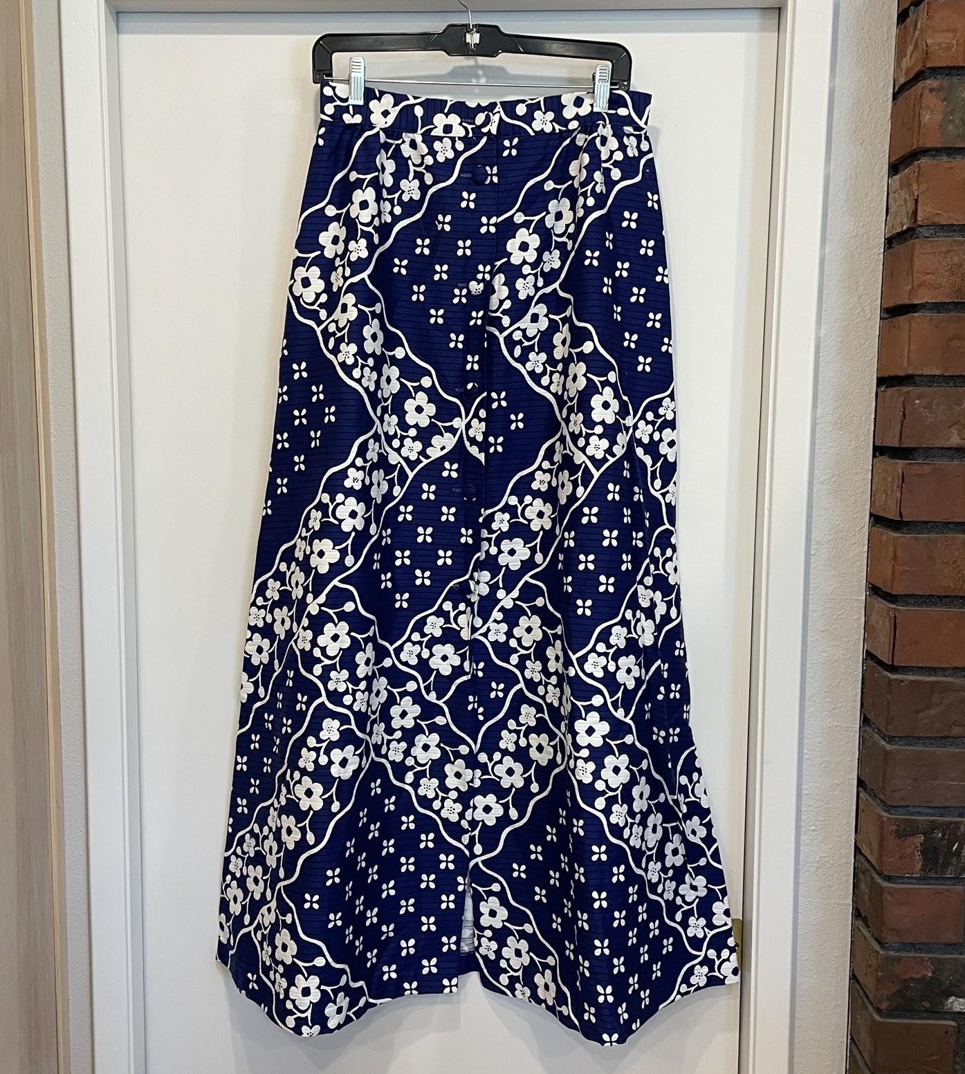 Vintage Malia Honolulu Blue and White A Line Skirt With Tropical Motif – Small