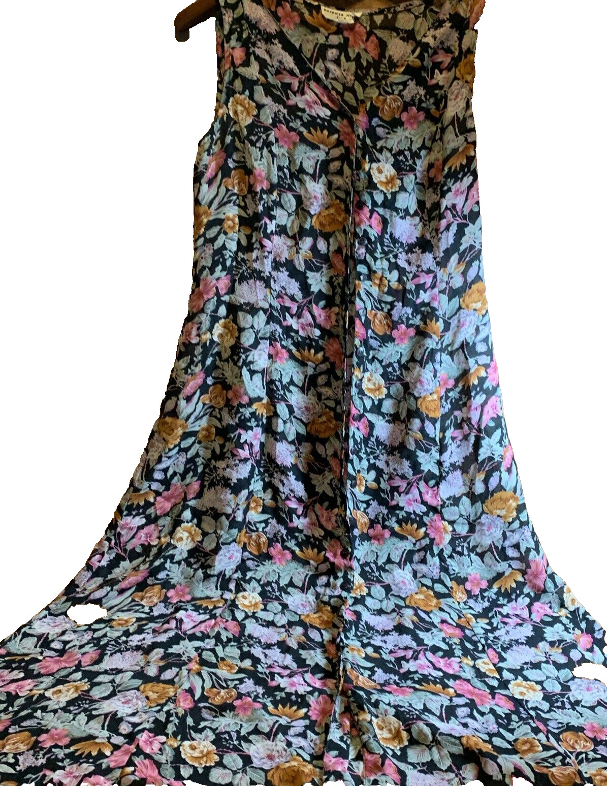 Patricia Jones Floral Size 10 Ankle Length Tank Style Dress Button Down Front
