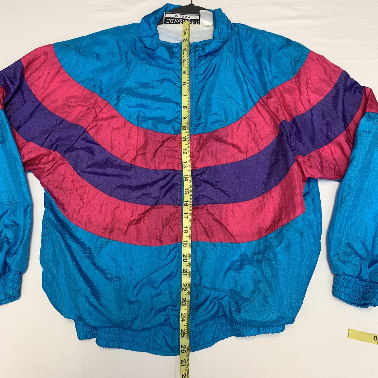 Vtg 90’s Longstreet Missy Windbreaker Track Jacket Hot Pink Purple Blue Medium