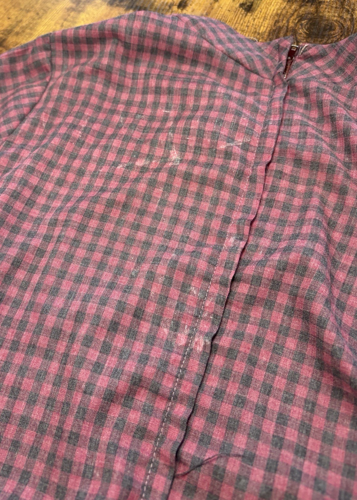 Union Made Vintage 60s Nancy Greer Dress Plaid Thin Belted Small Black Red