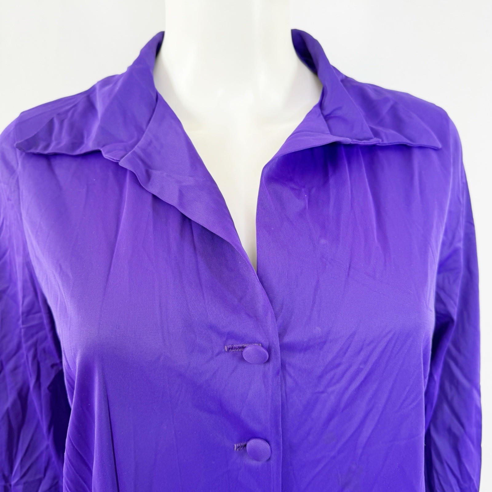 Vintage Le Voy’s Purple Shirt Maxi Dress Size M Casual Modest Classic Collared