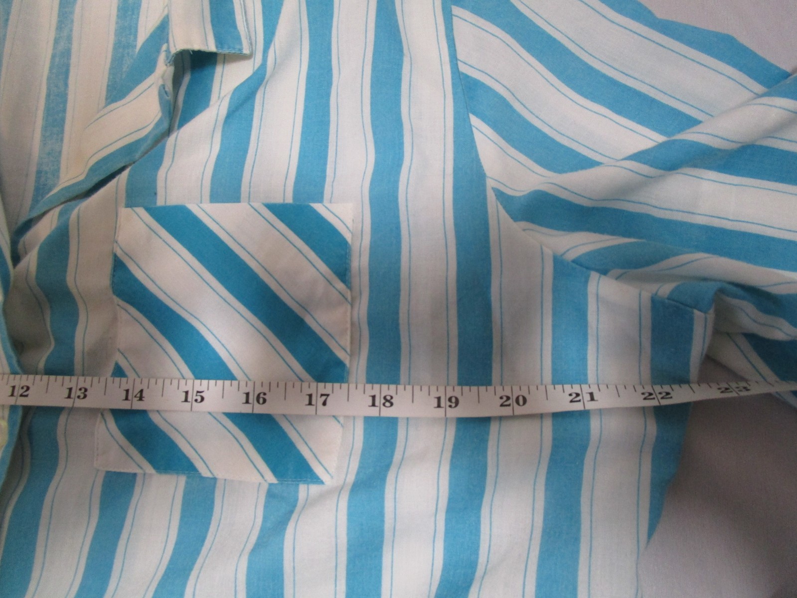 Handmade Vintage Single Stitch Light Turquoise Button Up Short Sleeve Blouse L