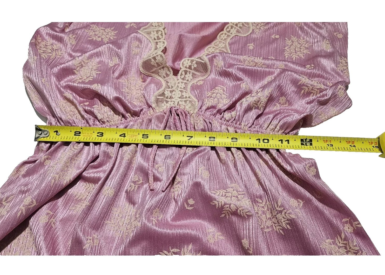 Vtg 80s Tom Bezduda Barad Co Pink Nylon Nightgown Lace Trim Floral Med Romantic