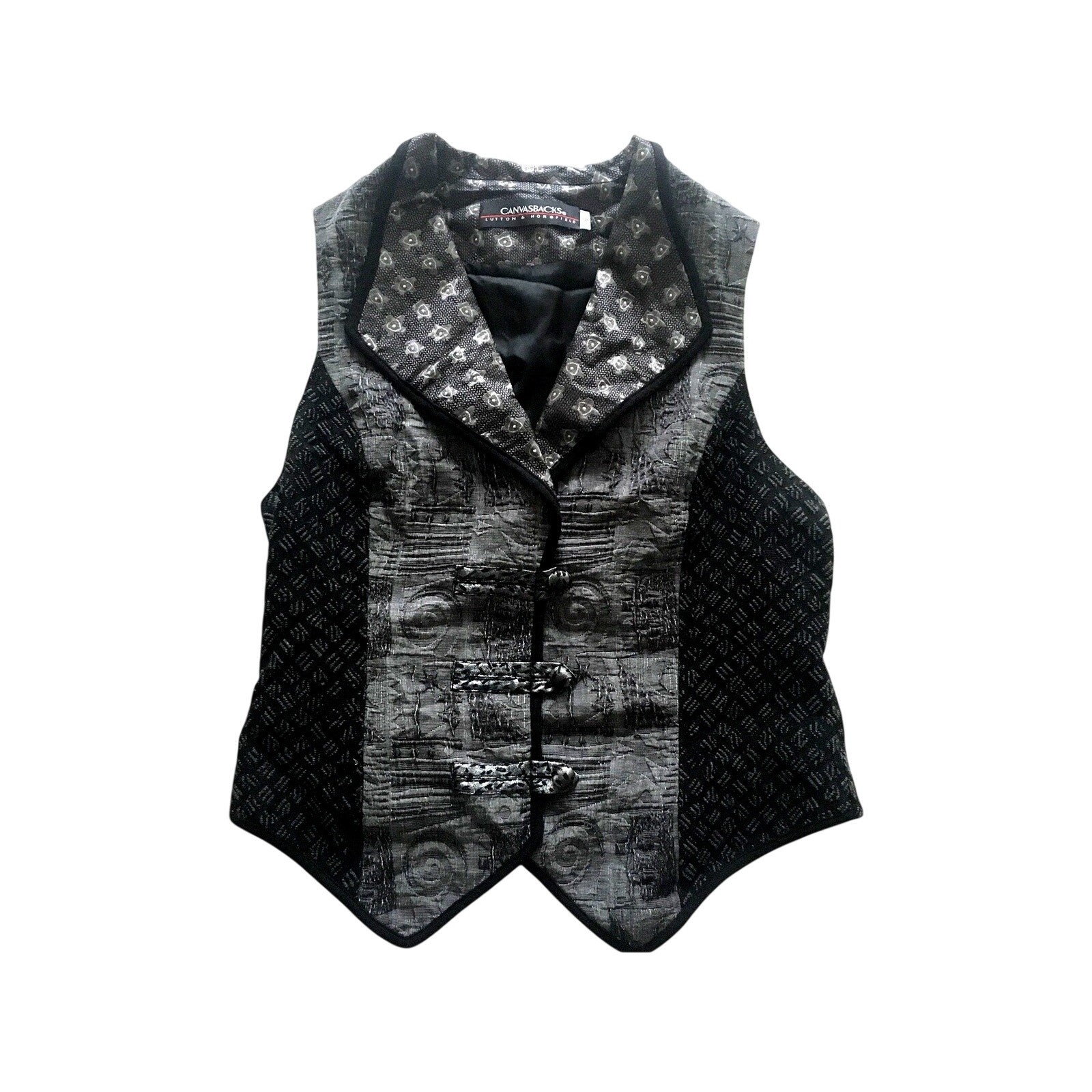 Vest Canvasbacks Lutton and Horsfield Silk Blend Black and Grey Size 6