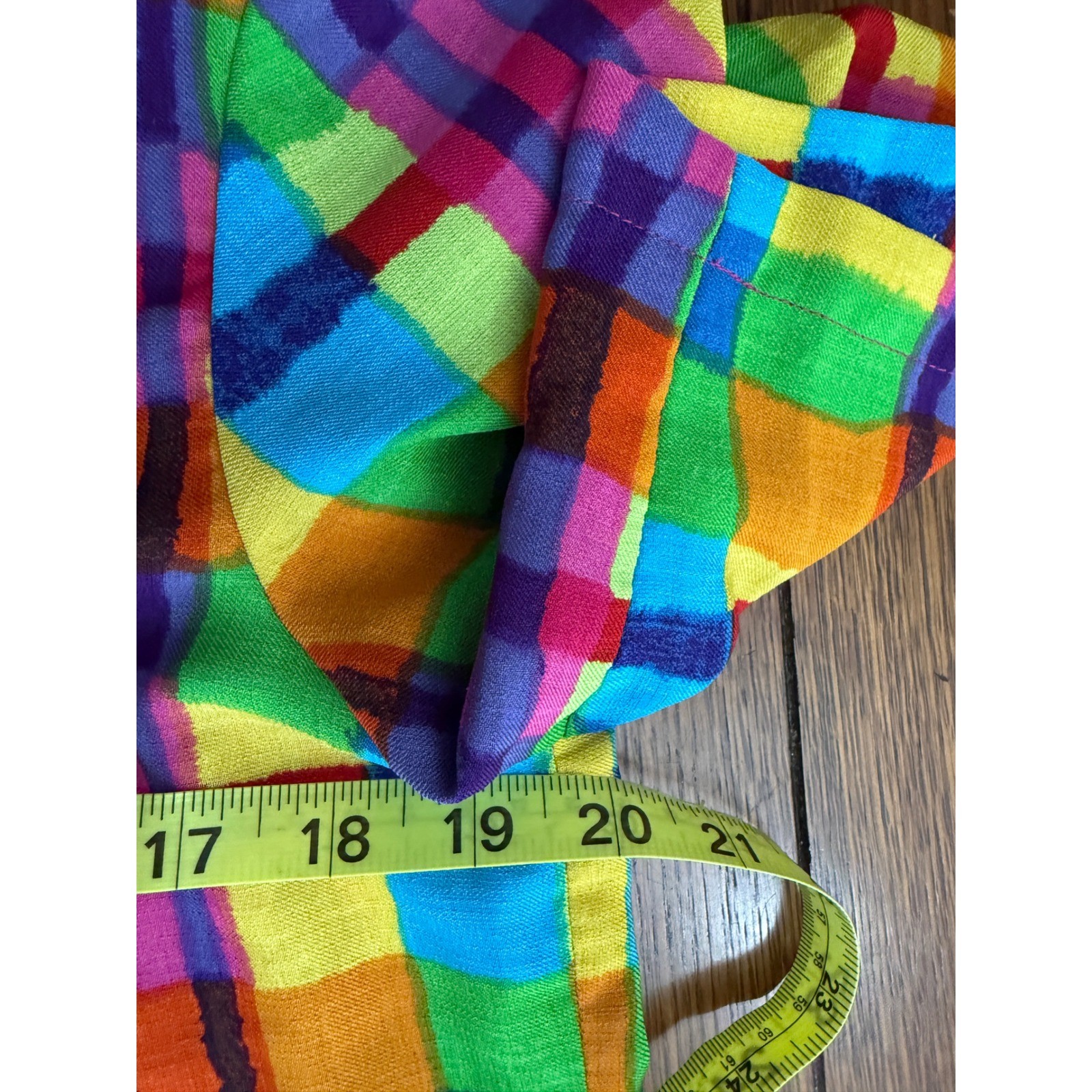 Vintage Patchington Rainbow Plaid Short Sleeve Blouse Womens Multicolor Top
